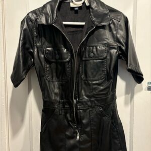 Universal Black Leather Women's Mini Dress